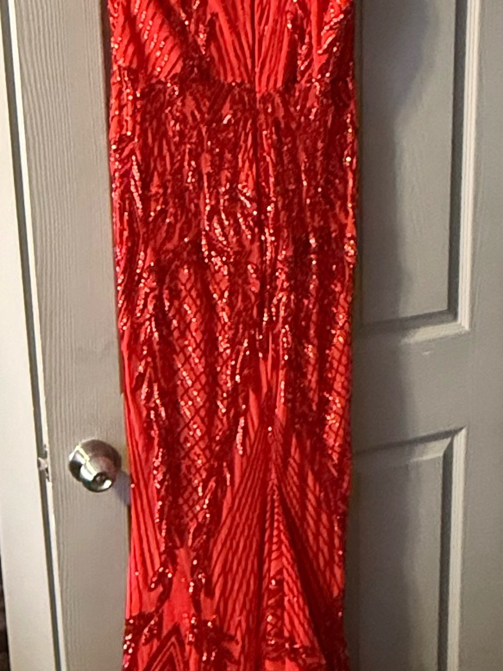 Red Sequin Evening Gown